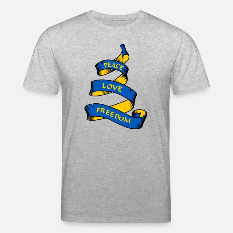 Curl-Banner mit Text Ukraine - Stanley/Stella Unisex Bio-T-Shirt CREATOR  - Grau meliert