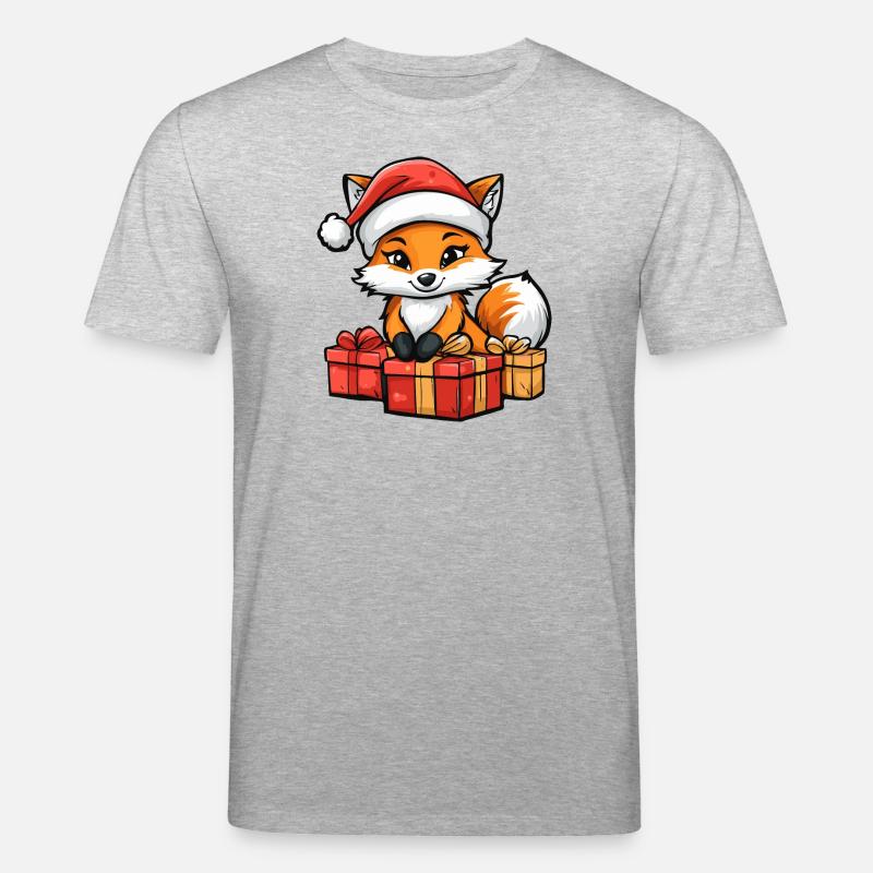 Fuchs Weihnachten Comic Geschenke - Stanley/Stella Unisex Bio-T-Shirt CREATOR  - Grau meliert