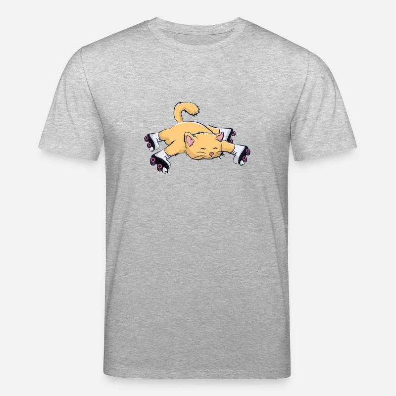Katze mit Rollschuhe - Stanley/Stella Unisex Bio-T-Shirt CREATOR  - Grau meliert