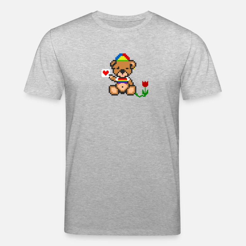 Pixel Bear Pride - T-shirt bio CREATOR Stanley/Stella Unisexe - gris chiné