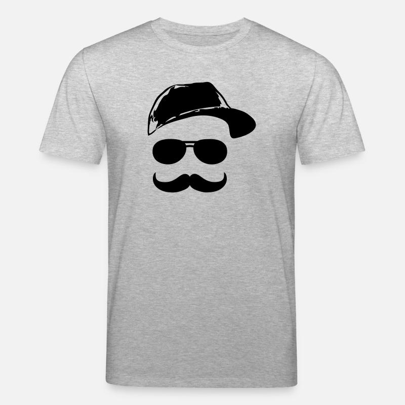 Gesicht mit Schnurrbart - Stanley/Stella Unisex Bio-T-Shirt CREATOR  - Grau meliert