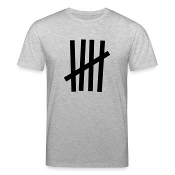 Strichliste 5 Striche - Stanley/Stella Unisex Bio-T-Shirt CREATOR  - Grau meliert - Vorne - Alina (178cm) & Michal (187cm)