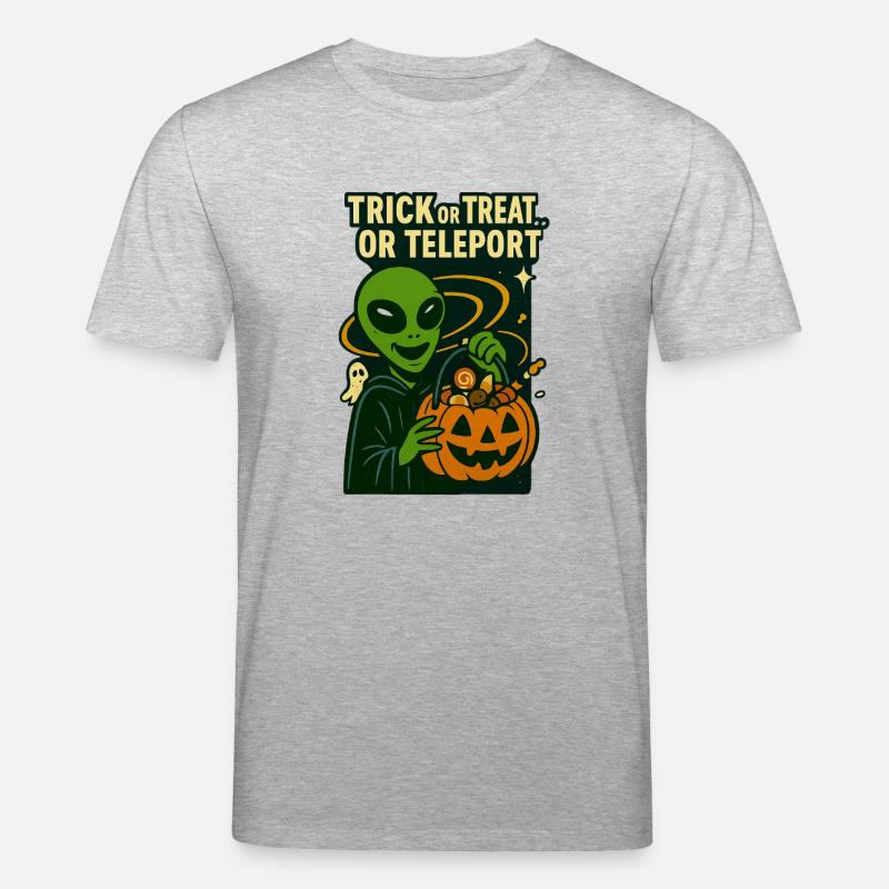 Alien Halloween T-Shirt – Süßes oder Saures... oder... - Stanley/Stella Unisex Bio-T-Shirt CREATOR  - Grau meliert
