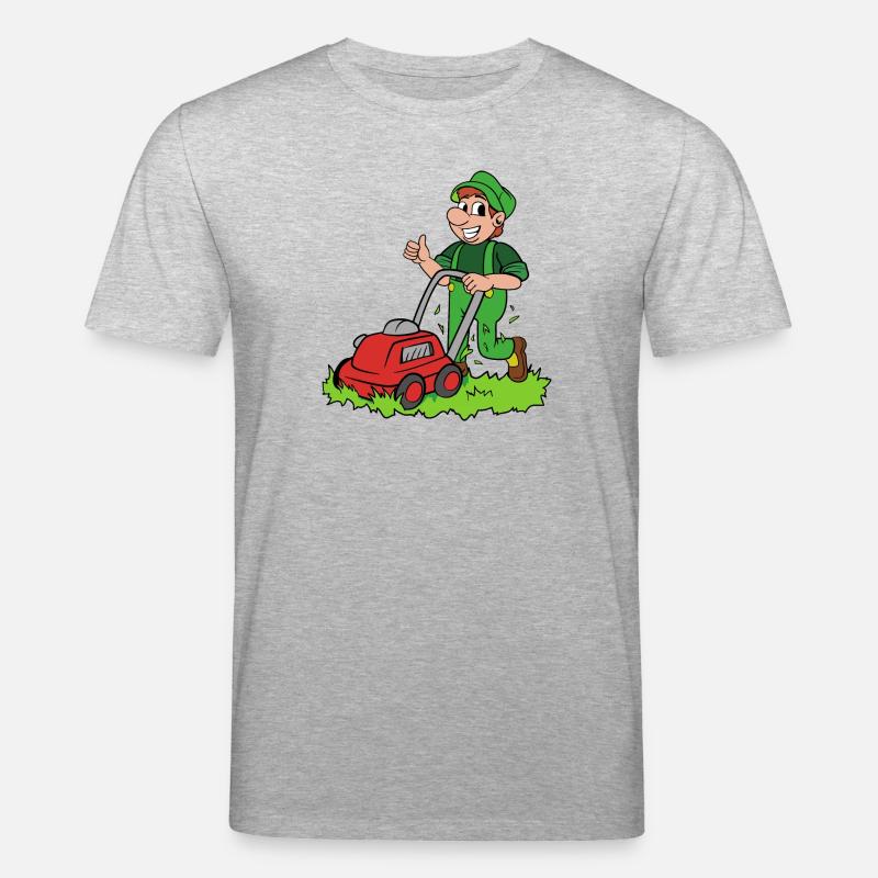 Gärtner mit Rasenmäher - Stanley/Stella Unisex Bio-T-Shirt CREATOR  - Grau meliert