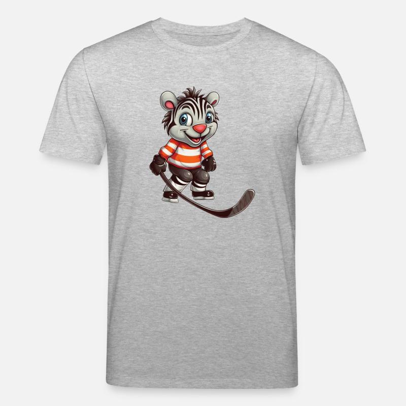 Comic Zebra Eishockey Eishockeyspieler - Stanley/Stella Unisex Bio-T-Shirt CREATOR  - Grau meliert