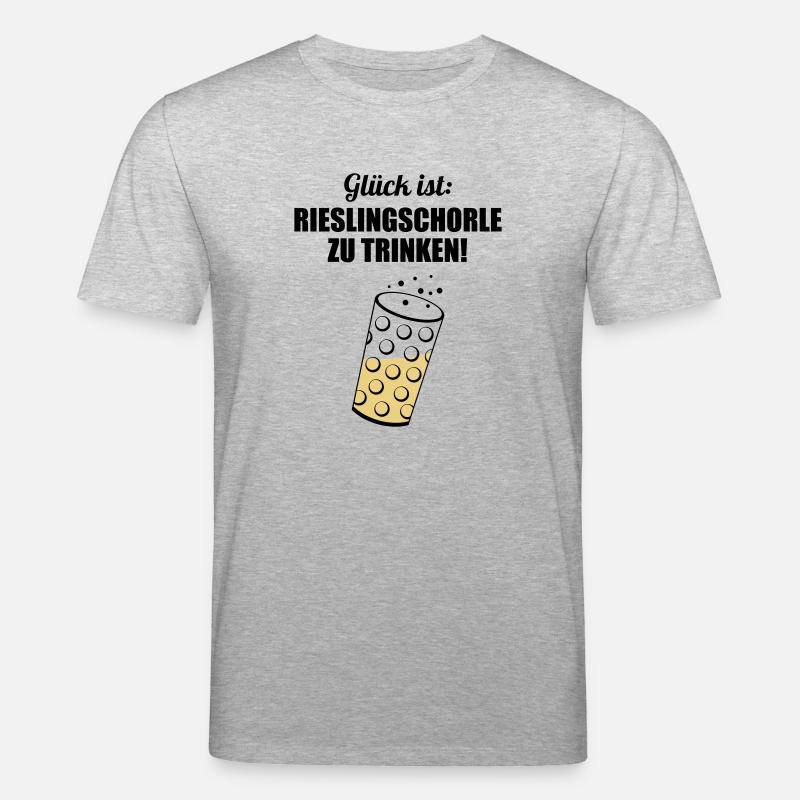 Glück trinken - Dubbeglas mit Schorle inside - Stanley/Stella Unisex Bio-T-Shirt CREATOR  - Grau meliert