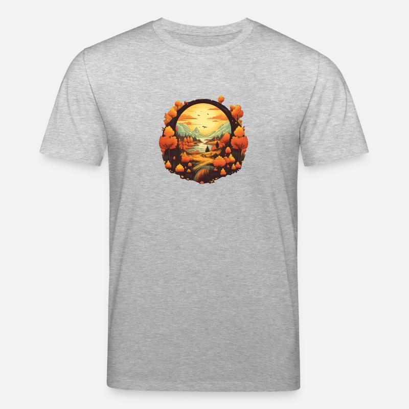 Herbstliche Landschaft - Stanley/Stella Unisex Bio-T-Shirt CREATOR  - Grau meliert