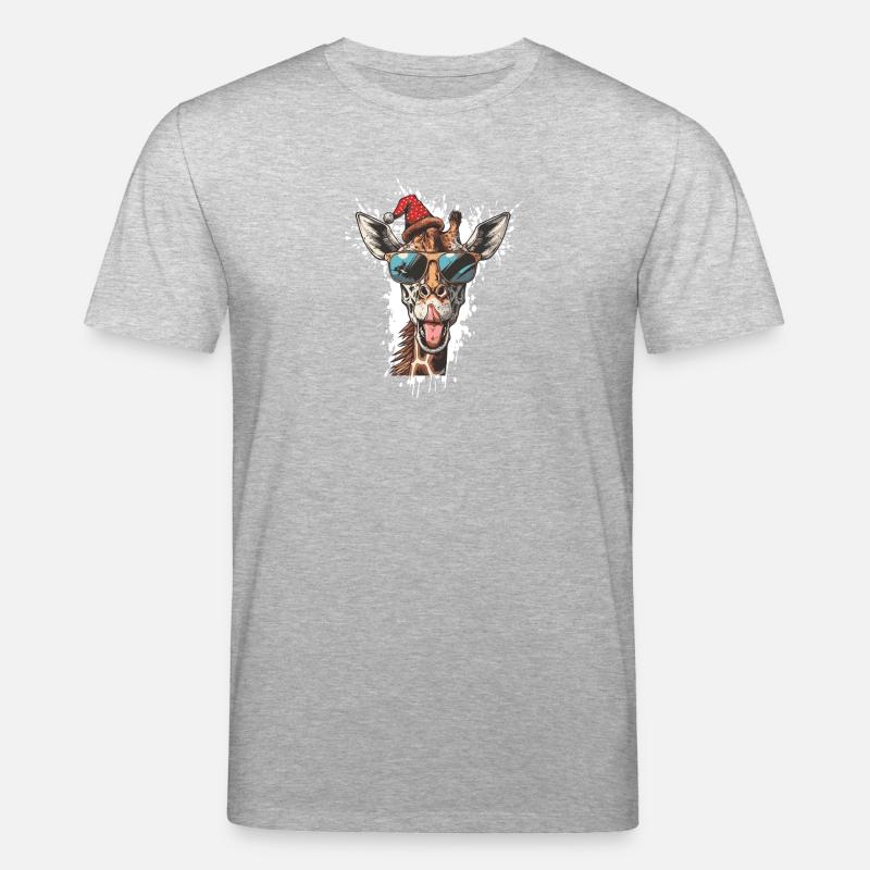 Girafe Noël Drôle - T-shirt bio CREATOR Stanley/Stella Unisexe - gris chiné