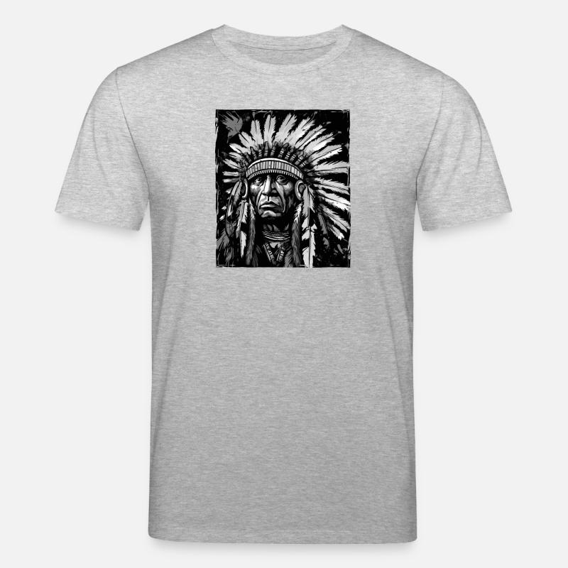 Crâne de chef indien Apache - T-shirt bio CREATOR Stanley/Stella Unisexe - gris chiné