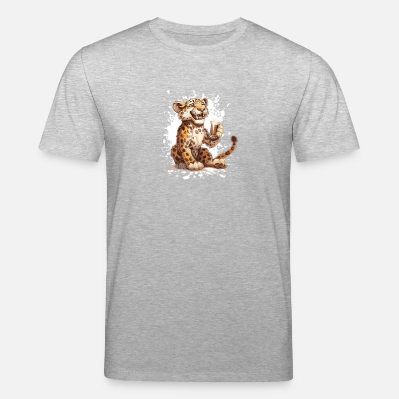 Leopard Bier Lustig - Stanley/Stella Unisex Bio-T-Shirt CREATOR  - Grau meliert