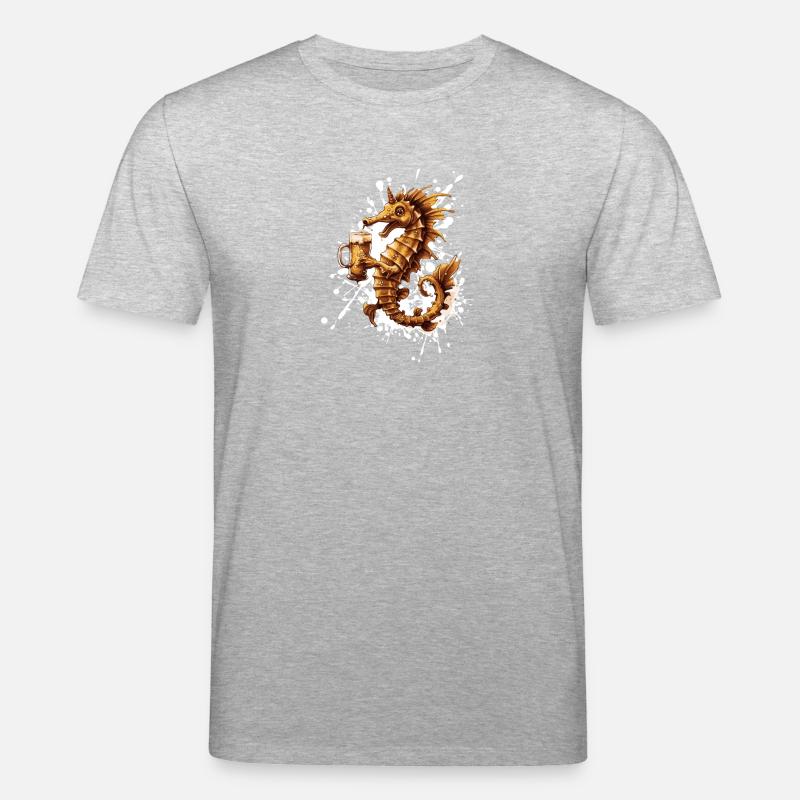 Seepferd Bier Lustig - Stanley/Stella Unisex Bio-T-Shirt CREATOR  - Grau meliert