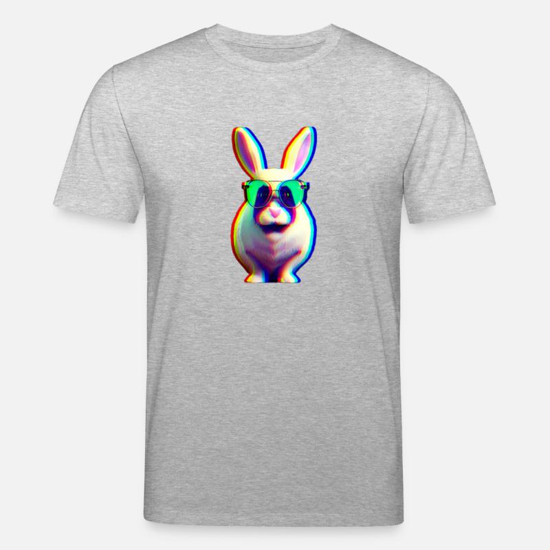 Cool Rabbit - Lapin effet glitch - T-shirt bio CREATOR Stanley/Stella Unisexe - gris chiné