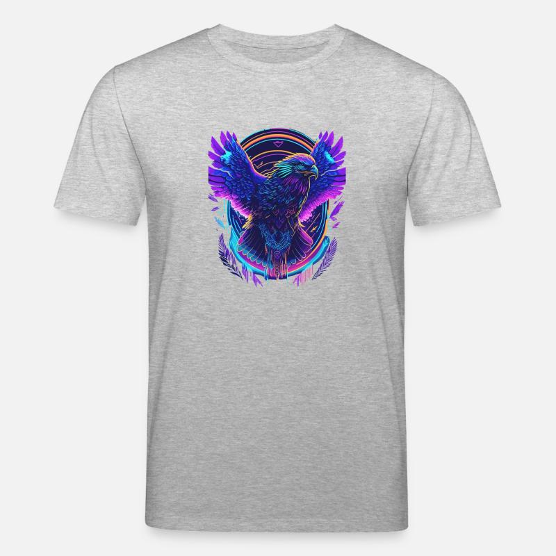 Flying Eagle Synthwave - Stanley/Stella CREATOR Unisex Organic T-Shirt - heather grey