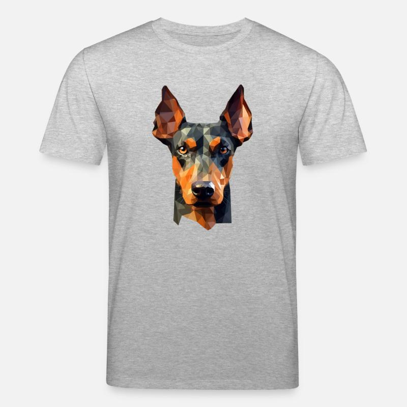 Dobermann - Polygon Hunde Design - Stanley/Stella Unisex Bio-T-Shirt CREATOR  - Grau meliert