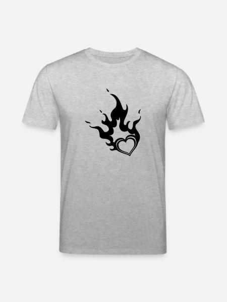 burning heart - Stanley/Stella CREATOR Unisex Organic T-Shirt - heather grey