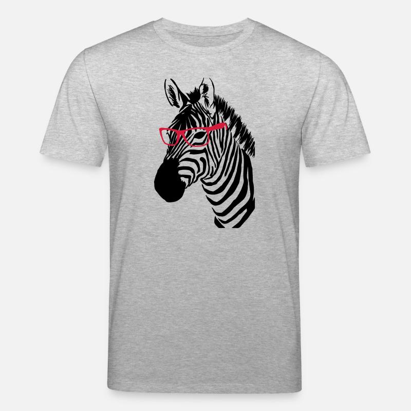Zebra mit Brille - Stanley/Stella Unisex Bio-T-Shirt CREATOR  - Grau meliert