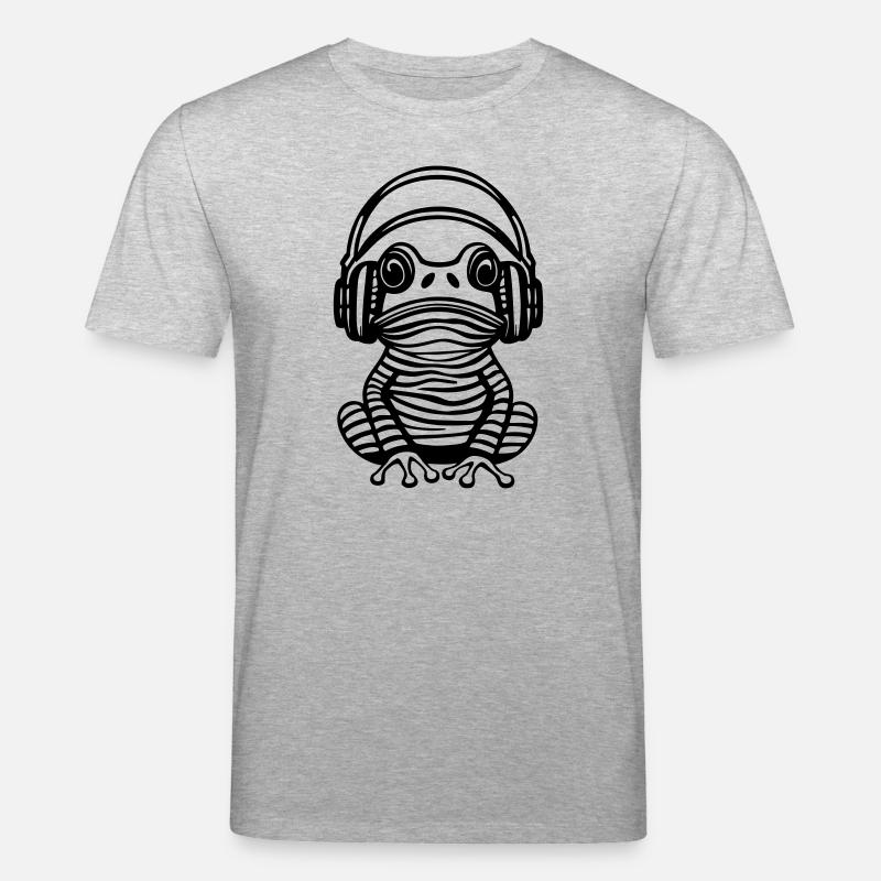 Frosch mit Kopfhörern - Stanley/Stella Unisex Bio-T-Shirt CREATOR  - Grau meliert