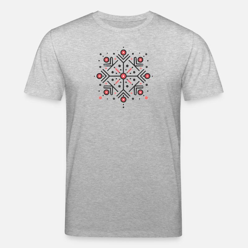 Elegantes rotes Schneeflocken-Abzeichen-Design - Stanley/Stella Unisex Bio-T-Shirt CREATOR  - Grau meliert