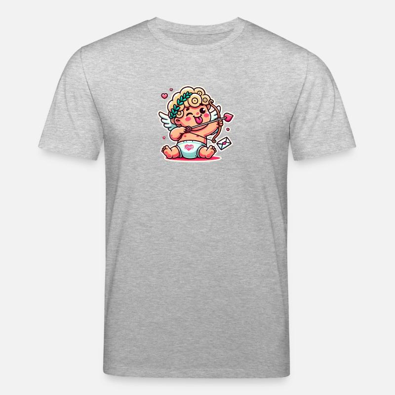 Lustiger Cartoon-Amor mit Bogenpfeil - Stanley/Stella Unisex Bio-T-Shirt CREATOR - Grau meliert