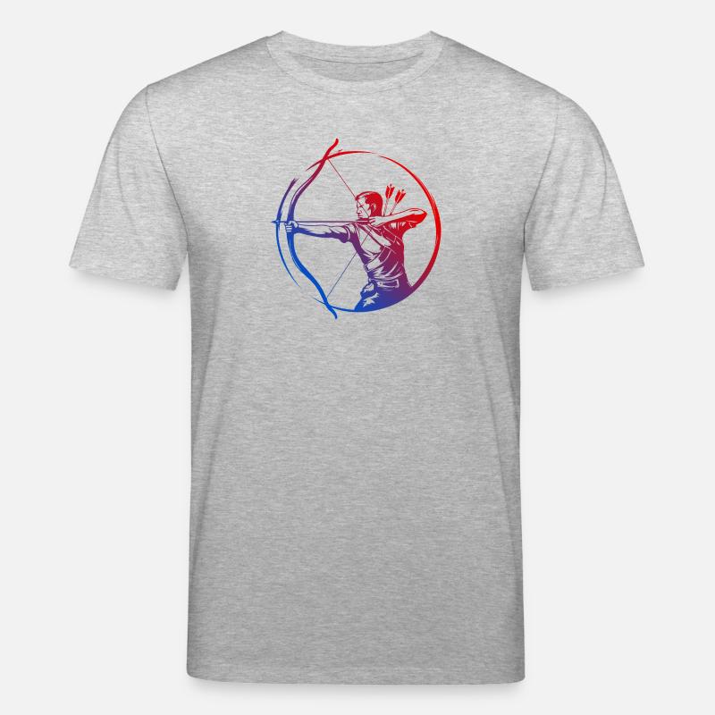 Bogenschießen Silhouette Bunt - Stanley/Stella Unisex Bio-T-Shirt CREATOR  - Grau meliert