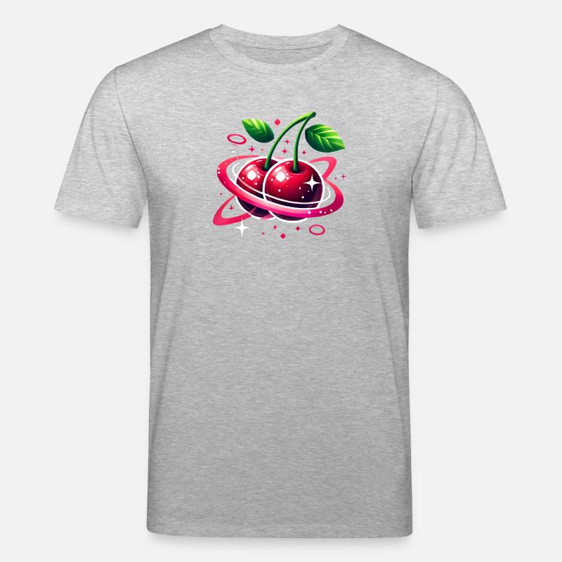 Planet Cherries Cosmic Design - Stanley/Stella CREATOR Unisex Organic T-Shirt - heather grey