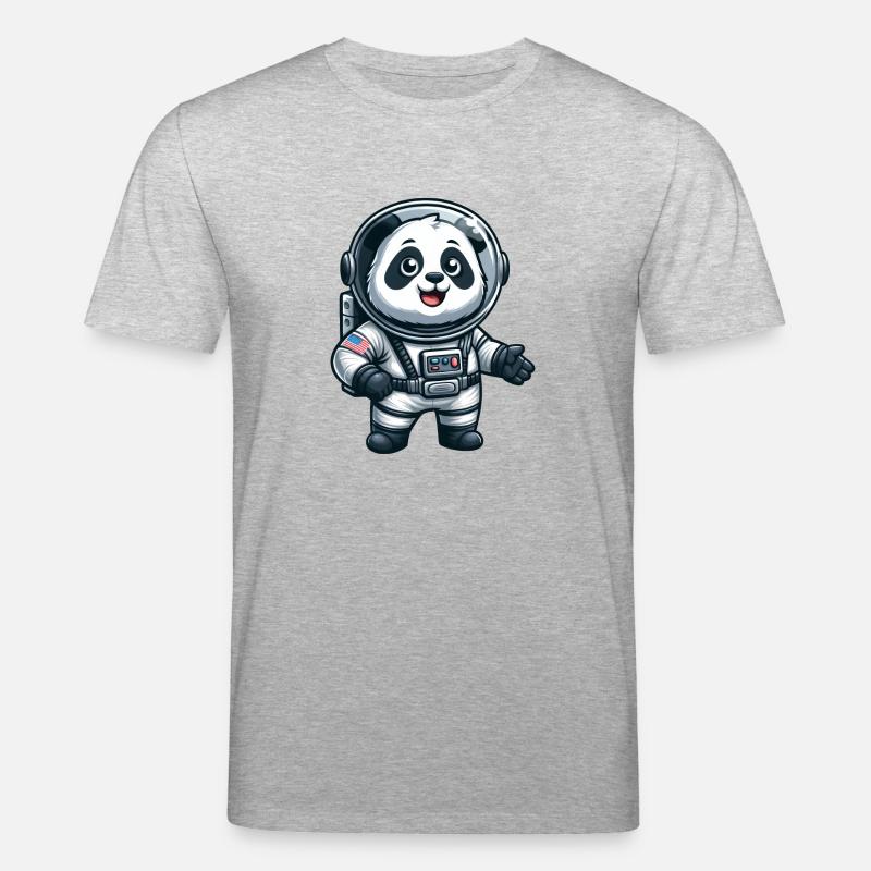 Panda astronaute dans l’espace - T-shirt bio CREATOR Stanley/Stella Unisexe - gris chiné