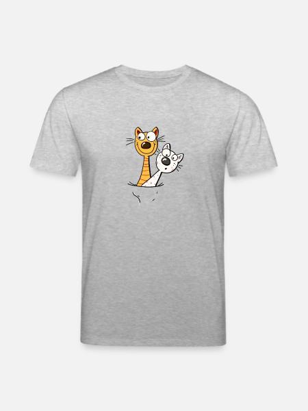 Two funny cats in the shirt - cat - kitten -fun - Stanley/Stella CREATOR Unisex Organic T-Shirt - heather grey