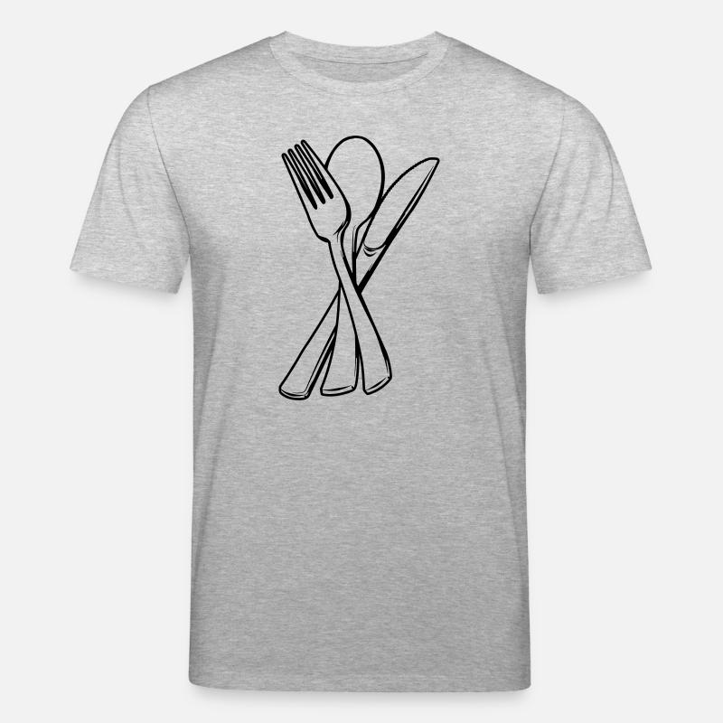 Messer, Gabel und Löffel transparent - Stanley/Stella Unisex Bio-T-Shirt CREATOR - Grau meliert