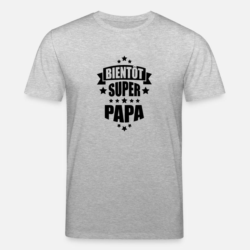 bientôt super papa - T-shirt bio CREATOR Stanley/Stella Unisexe - gris chiné
