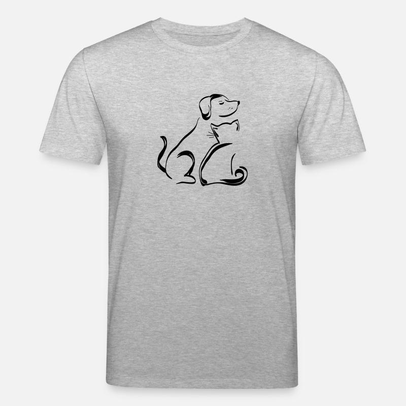 Hund & Katze Umrisse Schwarz - Stanley/Stella Unisex Bio-T-Shirt CREATOR - Grau meliert