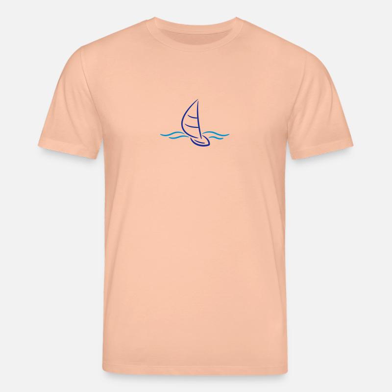 Sailing Boad And Waves Logo - Stanley/Stella CREATOR Unisex Organic T-Shirt - peach