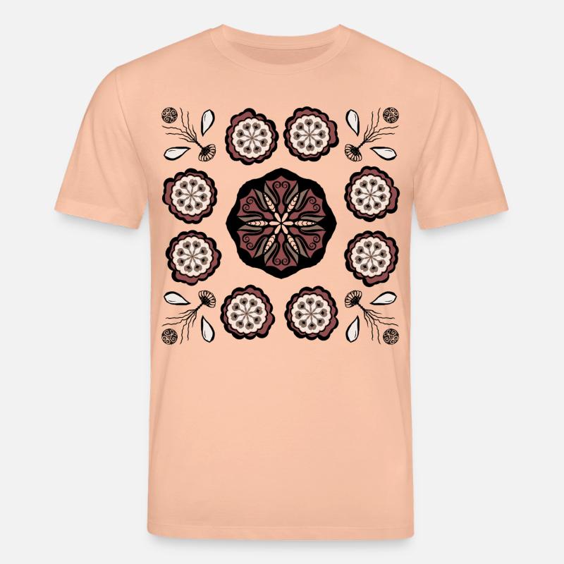 Dunkles Blütenmandala Muster - Stanley/Stella Unisex Bio-T-Shirt CREATOR  - Pfirsich