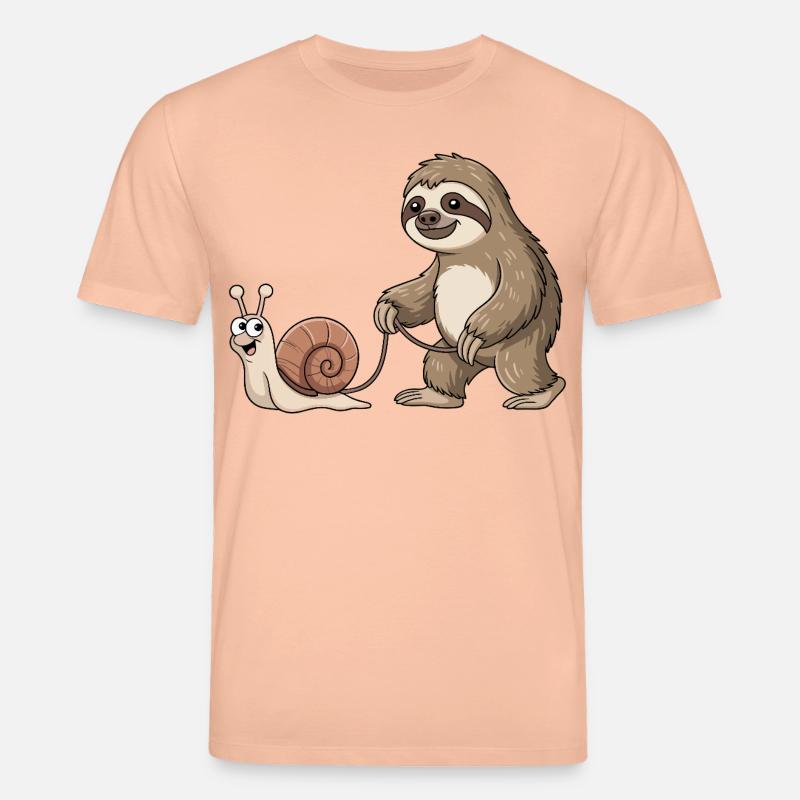 Faultier und Schnecke - Stanley/Stella Unisex Bio-T-Shirt CREATOR  - Pfirsich