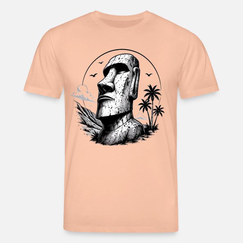 Moai Osterinsel Statue  - Stanley/Stella Unisex Bio-T-Shirt CREATOR  - Pfirsich
