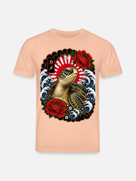 Schildkröte im japanischen Irezumi Stil - Stanley/Stella Unisex Bio-T-Shirt CREATOR  - Pfirsich