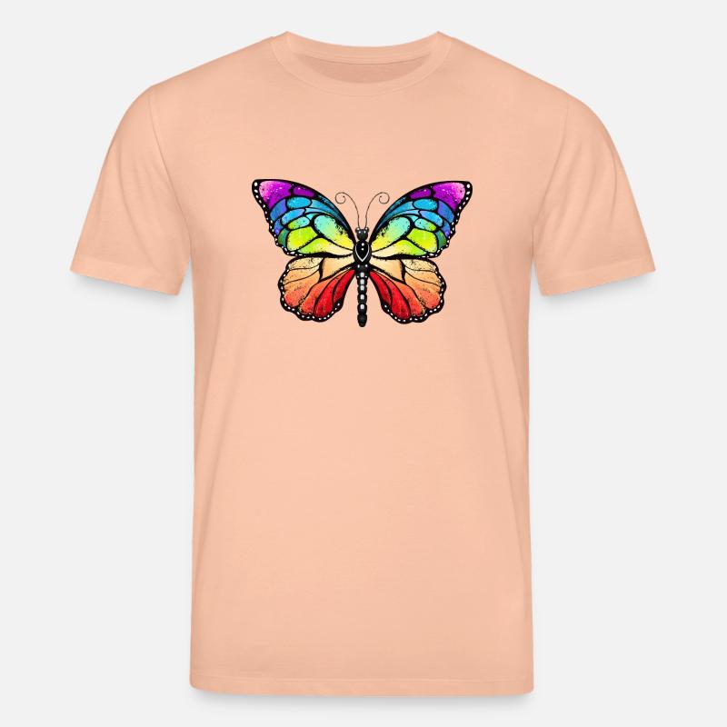 Rainbow pride butterfly - Stanley/Stella Unisex Bio-T-Shirt CREATOR  - Pfirsich