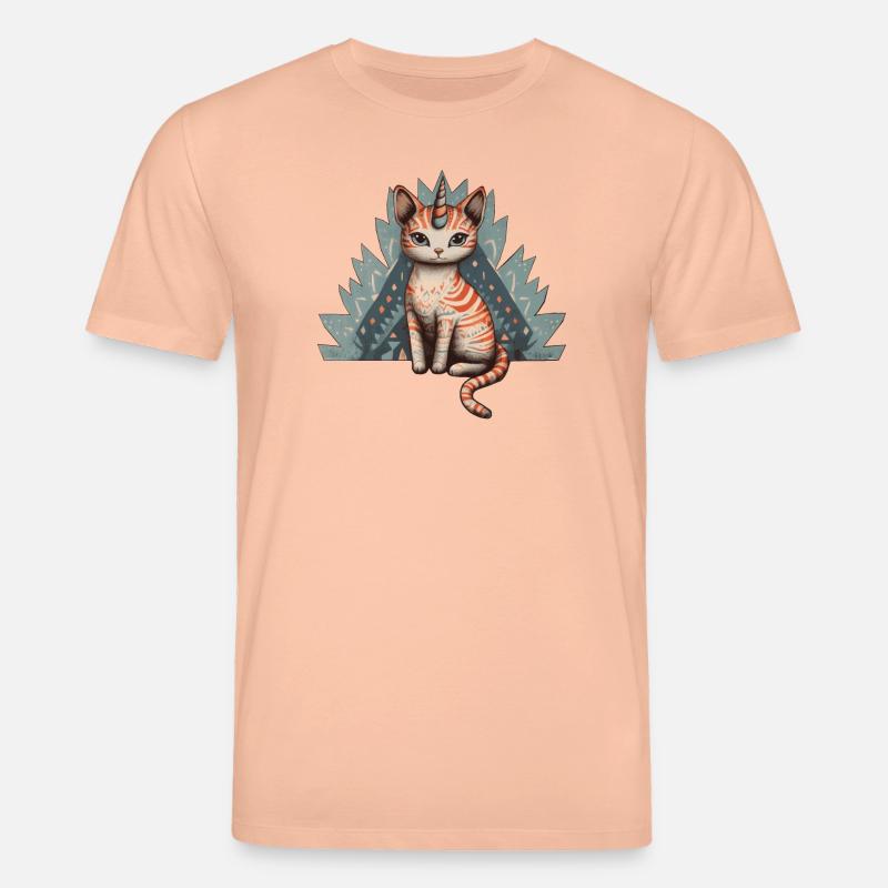 Pastellfarbene Einhorn-Katze - Stanley/Stella Unisex Bio-T-Shirt CREATOR  - Pfirsich