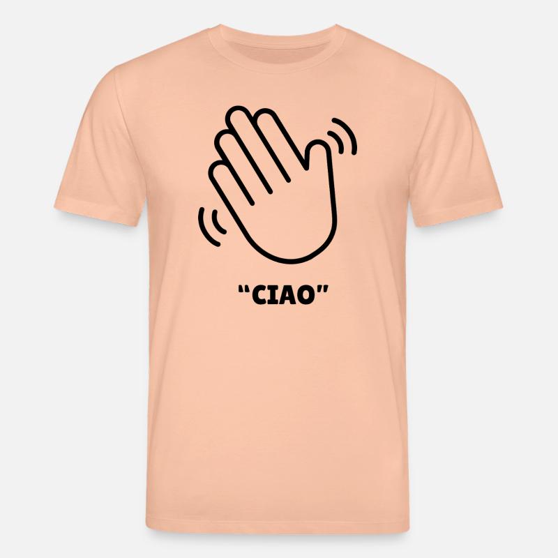 Ciao – Conception de la main agitée - T-shirt bio CREATOR Stanley/Stella Unisexe - pêche