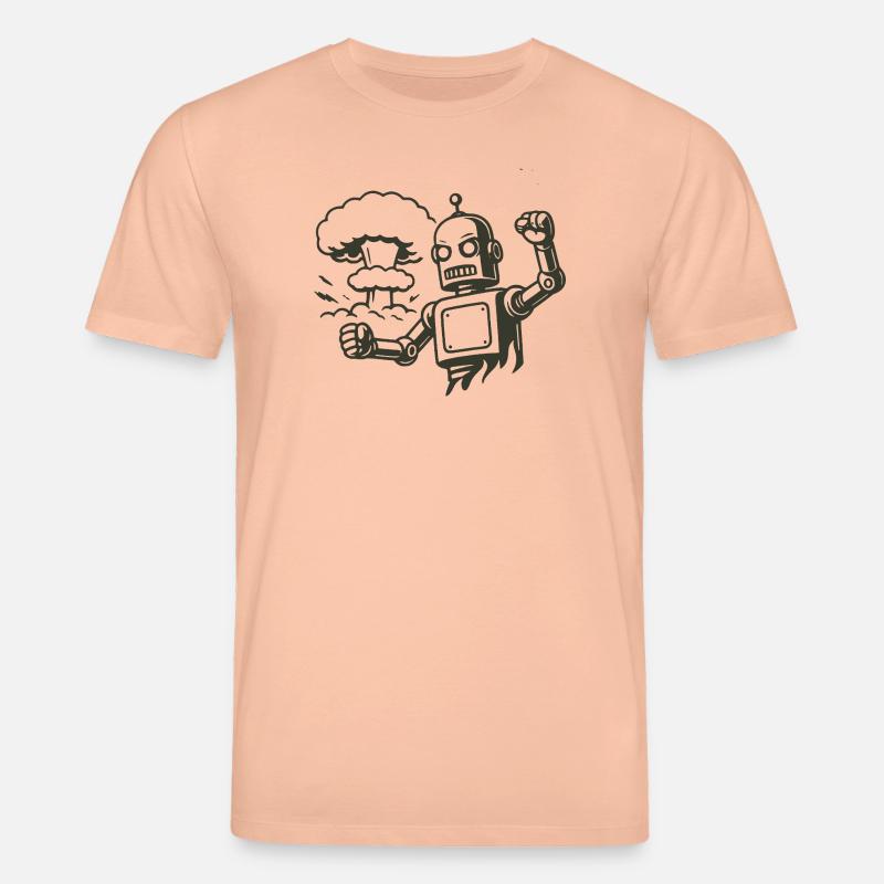 Robot rétro devant un nuage d’explosion - T-shirt bio CREATOR Stanley/Stella Unisexe - pêche