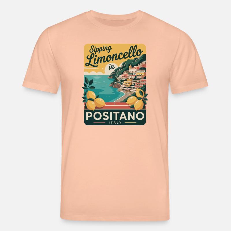 Affiche rétro de Positano Limoncello - T-shirt bio CREATOR Stanley/Stella Unisexe - pêche