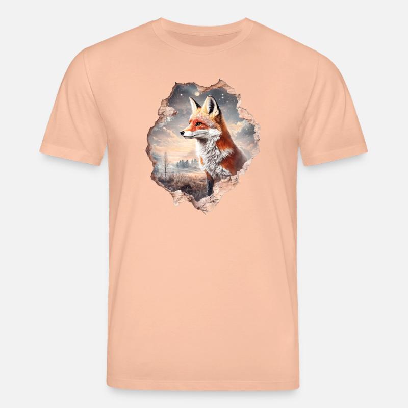 Fuchs und Sternenhimmel - Stanley/Stella Unisex Bio-T-Shirt CREATOR  - Pfirsich