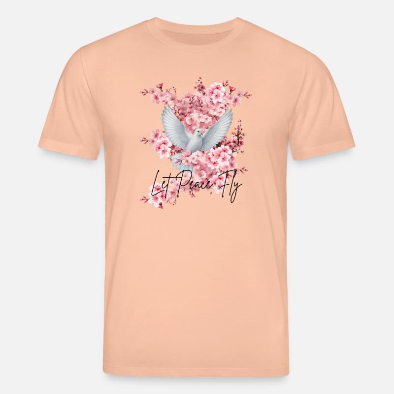 Friedens-Taube vor Kirschblüten - Stanley/Stella Unisex Bio-T-Shirt CREATOR  - Pfirsich