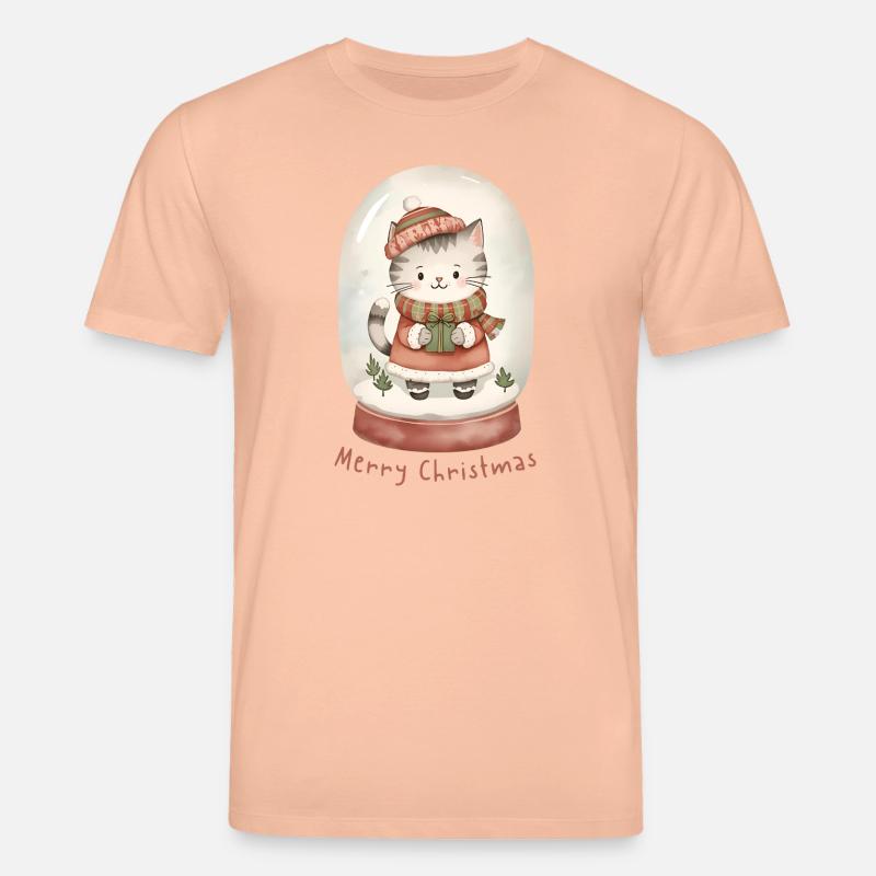 Snow Globe Cat – Merry Christmas - Stanley/Stella Unisex Bio-T-Shirt CREATOR  - Pfirsich
