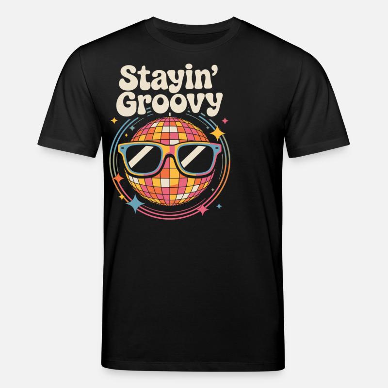 Bunte Diskokugel mit Sonnenbrille - Stanley/Stella Unisex Bio-T-Shirt CREATOR  - Schwarz