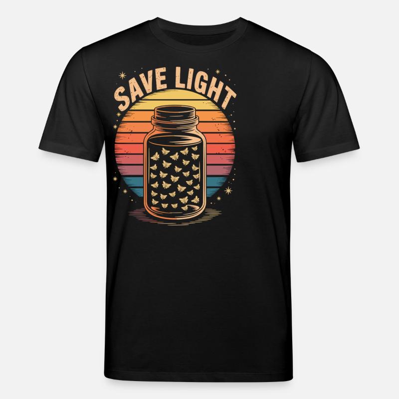 Save Light – Retro Glühwürmchen - Stanley/Stella Unisex Bio-T-Shirt CREATOR  - Schwarz