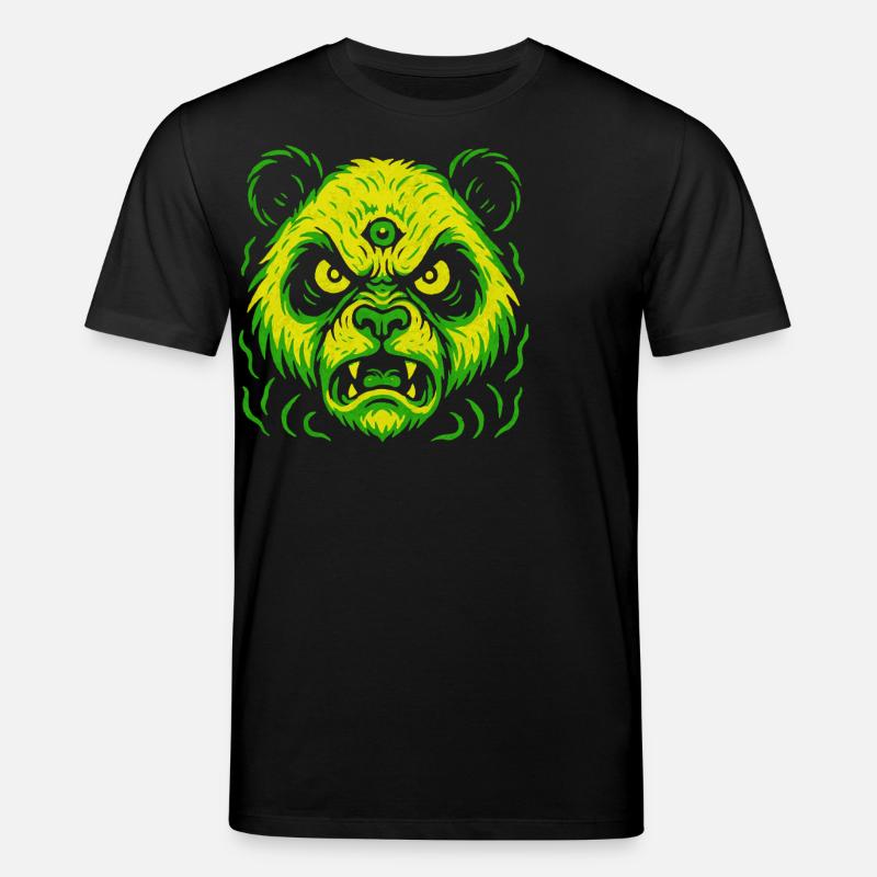 Dreiaugiger Neon-Panda mit Killerblick - Stanley/Stella Unisex Bio-T-Shirt CREATOR  - Schwarz