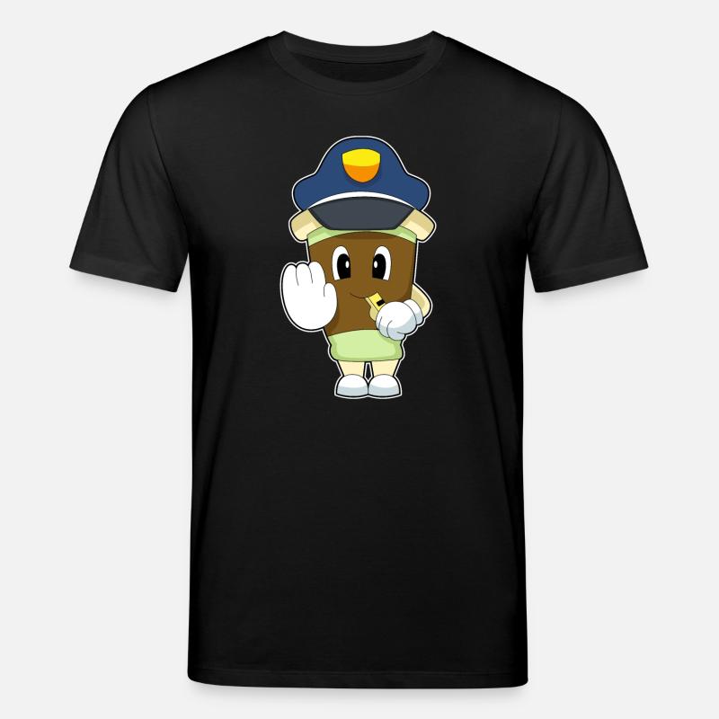 Kaffee Polizist Trillerpfeife Polizei - Stanley/Stella Unisex Bio-T-Shirt CREATOR  - Schwarz