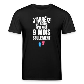 Drôle Annonce Grossesse - Humour Future Maman 2026 - T-shirt bio CREATOR Stanley/Stella Unisexe - noir - Devant - Alina (178cm) & Michal (187cm)