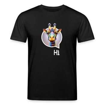 Giraffe diversity CSD regenbogen 3D spruch balloon - Stanley/Stella Unisex Bio-T-Shirt CREATOR  - Schwarz - Vorne - Alina (178cm) & Michal (187cm)