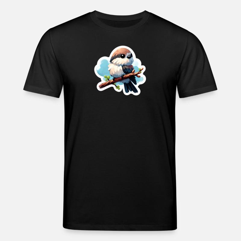 Süßer Vogel auf Ast Sticker - Stanley/Stella Unisex Bio-T-Shirt CREATOR  - Schwarz